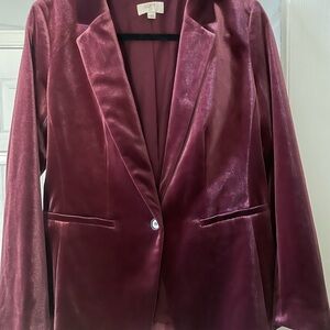 LOFT Purple Velvet Blazer Elegant Suit Jacket